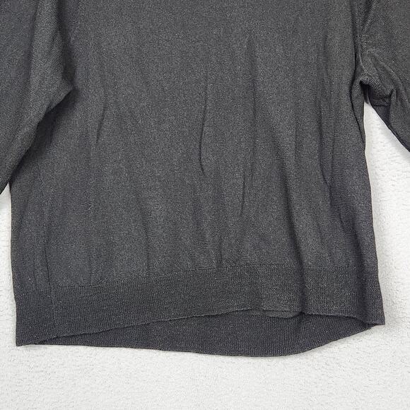 Sarah Spencer Sweater Womens 2X Gray Merino Wool V Neck 3/4 Sleeve Knit - Picture 9 of 11